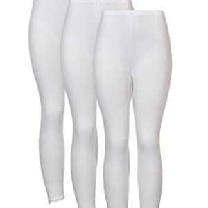 3 - Pieces Full Length inner Leggings perforated Cotton 100% with Elasticized Waistband Women white