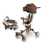 Baobaohao V7 2-way stroller folds compactly for babies to travel and play - Brown