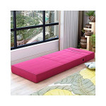 M_SSSK Modern Simplicity Fabric Sofa Lazy Sofa Bed Folding Sofa Bedroom Bay Window Comfortable Tatami Removable and Washable Thick 150 � 70 � 15Cm (Color : Rose Red)