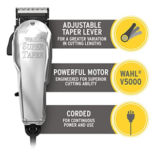 Wahl Chrome Super Taper, Professional Hair Clippers, Pro Haircutting Kit, Clippers for Bulk Hair Removal,