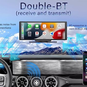 RoadMap World's First *Dual BlueTooth With Car Logo* Portable Wireless Carplay/Android Auto Display - 10.26" HD IPS Touch Screen, Mobile Mirroring, Play Video files (For Buick)