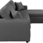 Decorem L-Shaped Sofa With Cushions, Convertible Living Room Furniture (Grey)