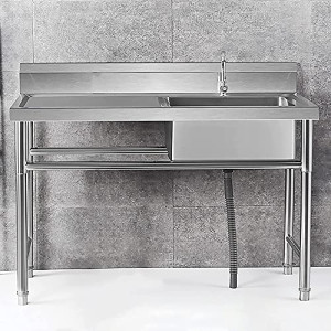 Commercial kitchen sink, Stainless Steel Compartment Free Standing Utility Sink with 360 Rotation Faucet,