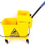 Plastic Cleaning Trolley with Mop Bucket Wiper (20L, Yellow)