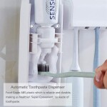 Automatic Toothpaste Dispenser with Toothbrush Holder, White