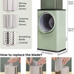 3 Interchangeable Blades Manual Rotary Cheese Grater, Green