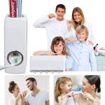 Automatic Toothpaste Dispenser with Toothbrush Holder, White