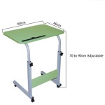 In House Laptop Table Desk Stand Height Adjustable With Rolling Wheel, 60 x 40cm, Green