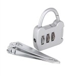 Taqdeer 713B-2 3 Digit Zinc Alloy Resettable Combination Code Locks Password Padlock and a Nail clipper Silver