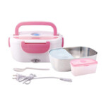 Daetng Detachable Stainless Steel Electric Heating Lunch Box, 1.5 Liters, Pink/White