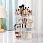 Makeup Organizer 360 Degree Rotating Adjustable Cosmetic Storage Display Case, Transparent