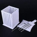 BBQ 36 Holes Meat Skewer Kabob Maker Box Machine Beef Meat Maker Bamboo Skewers, White