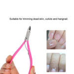 Stainless Steel Nail Cuticle Nipper, Pink/Silver