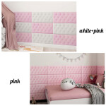 Tufted Embossed 3D Wall Panels, Pink, white