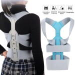 Upper Back Posture Corrector Breathable Back Shoulder Posture Adult Correction Orthotics Humpback Correction Belt, Large, Blue/Grey