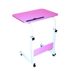 In House Laptop Table Desk Stand Height Adjustable With Rolling Wheel, 60 x 40cm, Pink