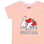 Luqu 2 Piece Toddler Kids Cotton Pyjama Set Sleepwear, Short Sleeve T-Shirt, Pink Mood