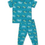 Luqu 2 Piece Toddler Kids Cotton Pyjama Set Sleepwear, Short Sleeve T-Shirt, Blue Stars