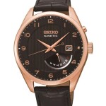 Men's Kinetic Round Shape Leather Band Analog Wrist Watch 42 mm - Brown - SRN054P1