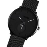 Men's Water Resistant Metal Analog Watch 9185 - 39 mm - Black