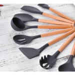 11-Piece Cooking Utensils Set With Handles Black/Brown 11.93inch