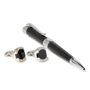 Pen & Cufflinks set black and silver