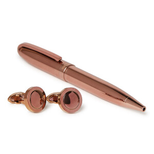 Pen And Cufflinks Set Brown