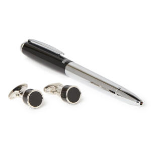 Pen And Cufflinks Set Silver/Black