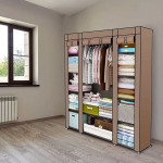 Fabric Wardrobe Organizer Brown 130x45x175cm