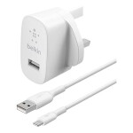 USB-A Wall Charger 12W With Lightning Cable 1m White