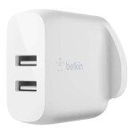 Dual USB-A Wall Charger 24W With USB-A to USB-C Cable 1m White