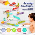 48 Pcs Baby Bath Toys with Wind-Up Duck,Bathtub Toy Water Slide Tub Shower Water Toys,Wall Track Building Set for Kids