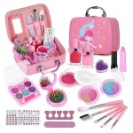 Kids Makeup kit for Girl, 20PCS Washable Makeup Set Toy with Real Cosmetic Case, Safe & Non-Toxic Kids Makeup Set, Pretend Play Makeup Beauty Set Birthday Toys Gift