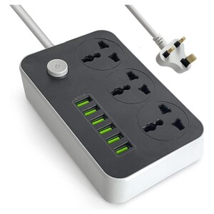 6 USB Ports Power Strip With 3 AC Sockets And 6 USB Port