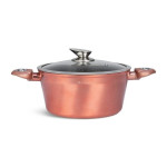 EDENBERG 15-piece MetallicRose Gold Forged Cookware Set| Stove Top Cooking Pot| Cast Iron Deep Pot| Butter Pot| Chamber Pot with Lid| Deep Frypan