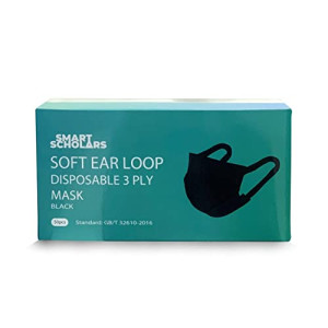 FACE MASK SMART 3PLY (black) Soft Ear loop