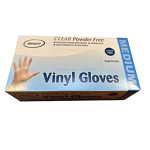 Disposable powder free vinyl gloves (Medium), 100pcs.