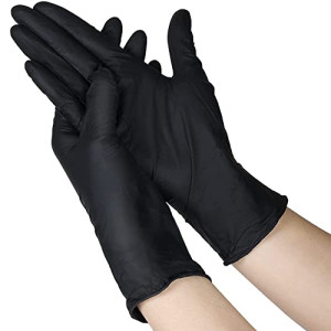 Optitect Disposable Vinyl Gloves,Powder Free, Non Sterile,Latex Free Rubber,100 Count,Food Safe (Black Medium)�