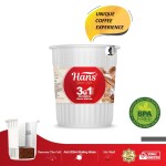 Hans 3 in 1 instant Coffee in Cup, 6 Cups Flow Pack