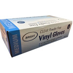 Disposable powder free vinyl gloves (Medium), 100pcs.