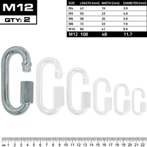 Meister Quick Link Screwlock Carabiners - Galvanized Steel w/Threaded Hex Connector