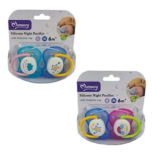 Silicone Night Pacifier for Babies- Assorted 2 Piece