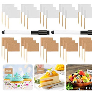 200pcs Mini Blank Toothpick Flags Food Flags Labels for Party Blank Food Flags with 2 Pen Flags for  Sticks Fruit Sticks (3.5�2.5cm?