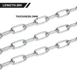 8 Metres Stainless Steel Chain, 3mm Heavy Duty Chain, Galvanized Metal Link Chain Thick Stainless Steel Chain for Bike Security, Fence Gate, Garage Doors