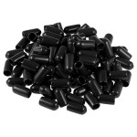 sourcing map 100pcs Rubber End Caps 6mm(-inch) ID Vinyl Round Tube Bolt Cap Cover Screw Thread Protectors Black