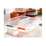 Refrigerator Plastic Storage Basket, 3 PCS Durable Fruit Processing Kitchen Collection Box, Rectangular Transparent Drawer Finishing Basket, Desktop Finishing Refrigerator Storage Basket