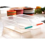 Refrigerator Plastic Storage Basket, 3 PCS Durable Fruit Processing Kitchen Collection Box, Rectangular Transparent Drawer Finishing Basket, Desktop Finishing Refrigerator Storage Basket