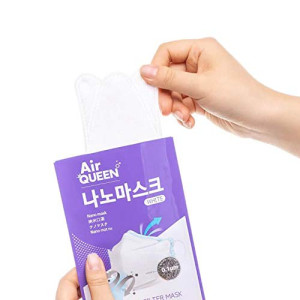 AQ Nanofiber Filter Face Mask (White) , Paper Light weight, 0.1m Nanofiber Filter, Made in Korea, Reusable up to 10times