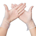 WOC Clear Vinyl Latex Powder Free Disposable Gloves, 100 Pieces Each Box