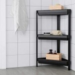 Corner Shelf Bathroom Storage Organizer (33x33x71cm) Black